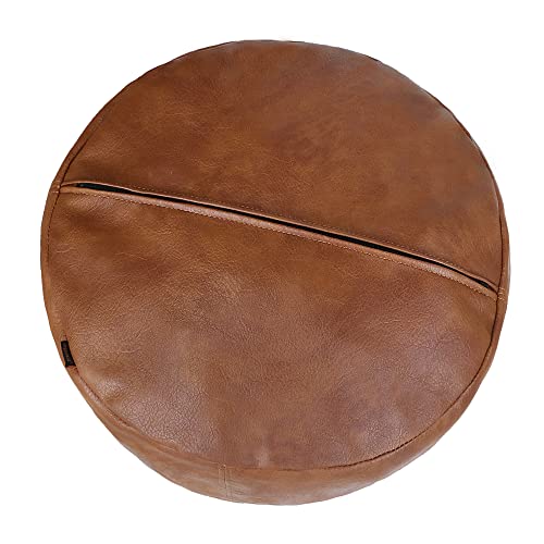 Unstuffed Faux Leather Pouf Cover, Handmade Footstool Ottoman Storage Solution