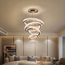 LED Big Crystal Chandeliers Modern 5 Rings Pendant Light Adjustable Ceiling Light