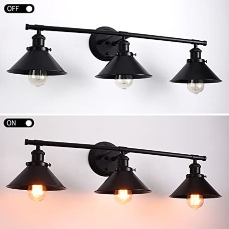 3 Lights Black Bathroom Light Fixtures, Farmhouse Vanity Light Fixtures Over Mirror