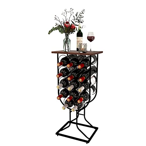 Wine Stand Rustic Style, Holds 14 Bottles of Wine Rack freestanding Floor