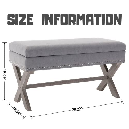 Bedroom Storage Ottoman Bench Fabric Upholstered Bed Bench Accent Hallway Bench