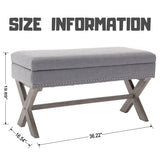 Bedroom Storage Ottoman Bench Fabric Upholstered Bed Bench Accent Hallway Bench