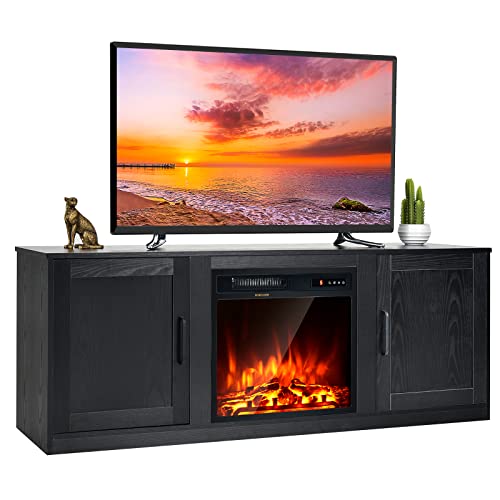 Electric Fireplace TV Stand for TVs up to 65 Inch,with 18 Inch 1500W Faux Fireplace