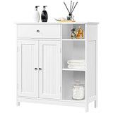 Large Bathroom Floor Cabinet, Side Cabinet with Drawer & Adjustable Shelves