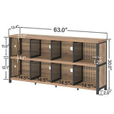 Industrial Horizontal Bookshelf, 4 5 6 7 8 Cube Storage Organizer Bookcase