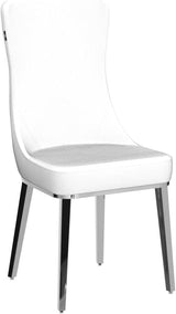 Modern Norma Dining Chair - White with Polished Stainless Steel Base