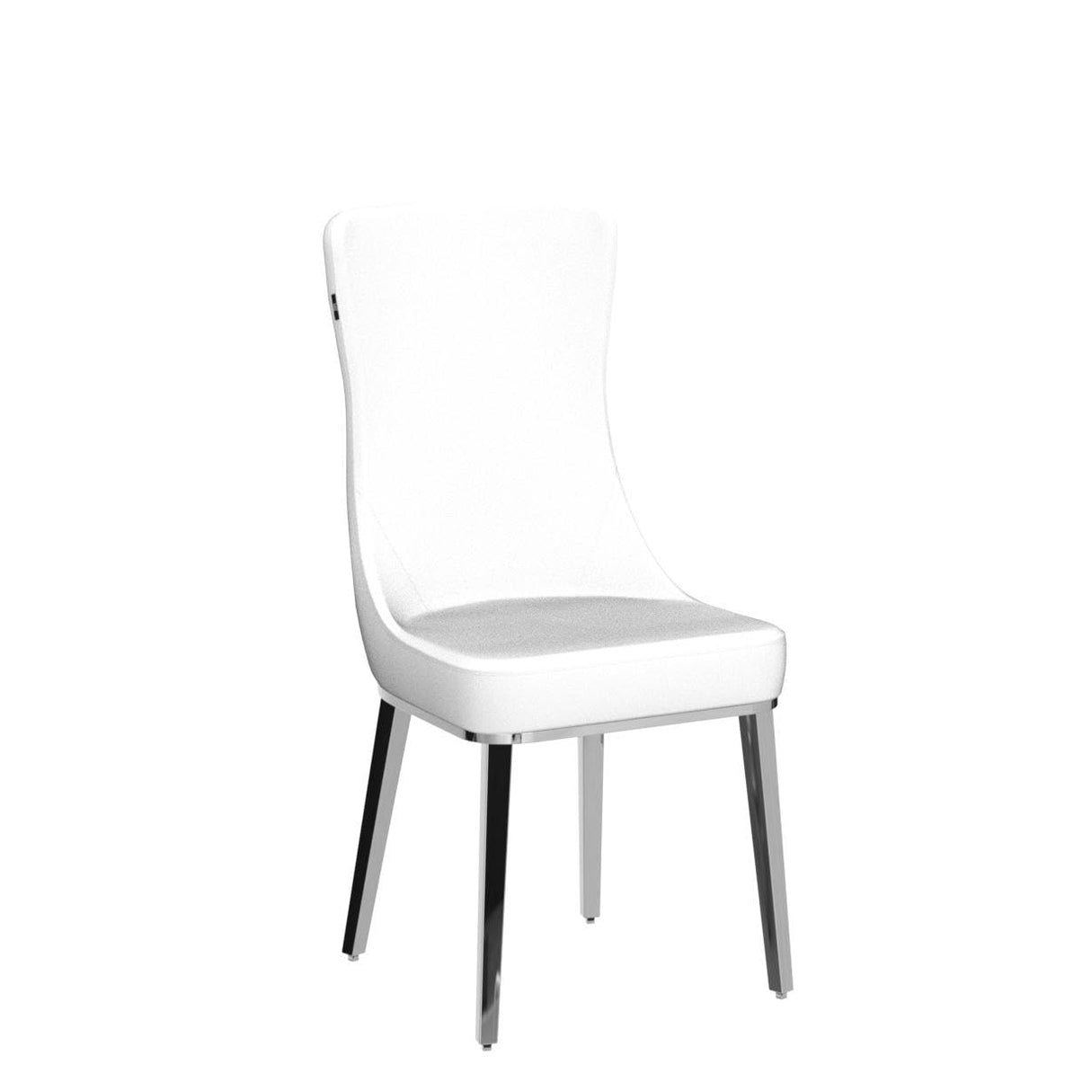 Modern Norma Dining Chair - White with Polished Stainless Steel Base