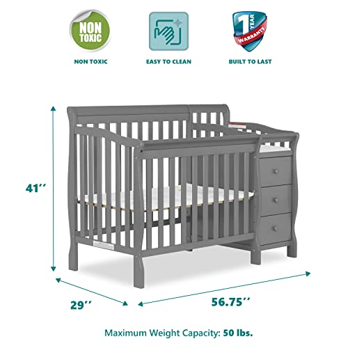 Jayden 4-in-1 Mini Convertible Crib And Changer in Storm Grey