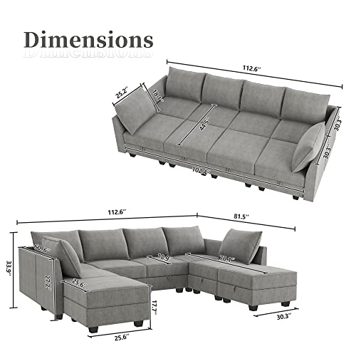 Oversized Sectional Sofa with Chaise