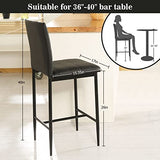 Height Modern Industrial Bar Stools with Black Metal Legs and Backrest