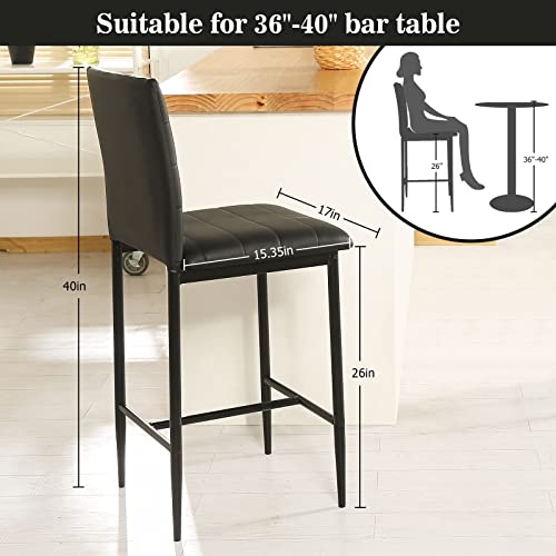 Counter Height Barstools Set of 4, Height Modern Industrial Bar Stools with Black Metal Legs and Backrest