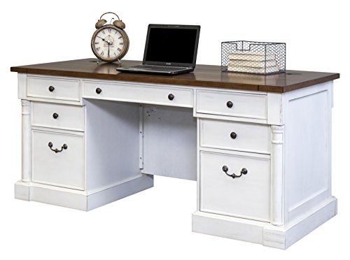 Durham Double Pedestal Executive Desk, White