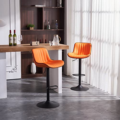 YOUNIKE Bar Stools Set of 2 Swivel Barstools PU Leather Adjustable Counter Stools Cushioned High Backrest