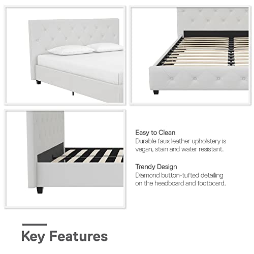 Dakota Upholstered Platform Bed with Diamond Button Tufted Headboard and Footboard