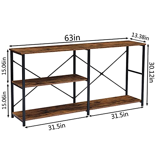 Console Table for Entryway, Rustic Long Sofa Table with Shelf