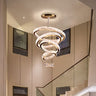 LED Big Crystal Chandeliers Modern 5 Rings Pendant Light Adjustable Ceiling Light