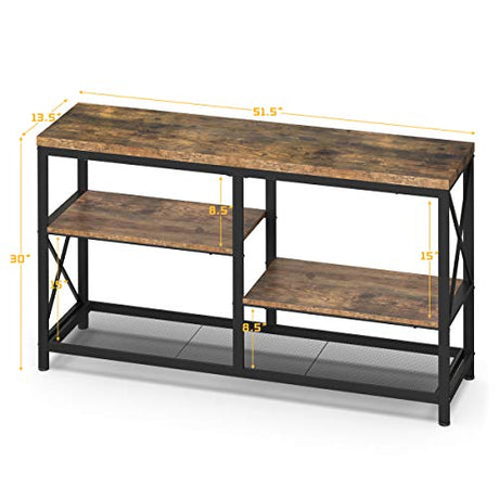 Industrial Console Table,51" Farmhouse Rustic Sofa Table&TV Stand