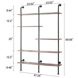 Industrial Bookshelf 5-Tier Open Wall Mount Ladder Bookshelf, Modern Bookcase