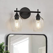 Black Vanity Lights for Bathroom,2-Ligh Bathroom Light Glass Shade