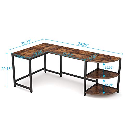 L-Shaped Desk with Corner Shelf