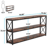 70.86 Inch Rustic Console Sofa Table with Open Shelf