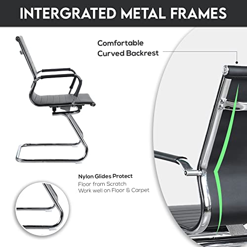 Office Guest Chair for Reception with Removable Arms - Sled Base Without Wheels