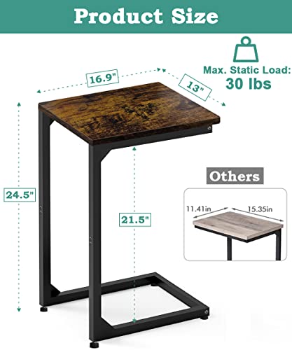 C Shaped End Table, Side Tables Couch TV Tray Table, Small Snack Table Sofa Table