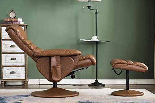 Reclining Chair with Massage, 360 Swivel Living Room Chair Faux Leather