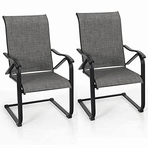 Outdoor Sling Dining Chair, 2 PCS Heavy Duty Spring Motion Patio Dining Chair