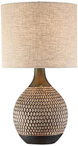 Emma Mid Century Modern Style Accent Table Lamp  High Brown Textured Wood Ceramic