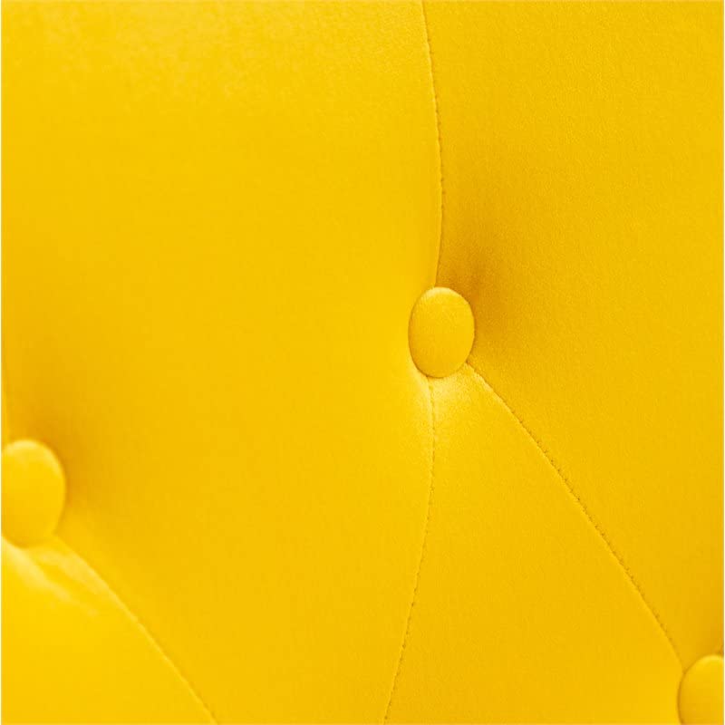 AC155YL Doarnin Silky Velvet Tufted Button Accent Chair, Yellow 30D x 41.5W x 26.8H in