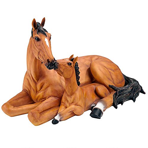 AL307690 Motherly Love Pony Foal and Mare Horse Statue, Full Color