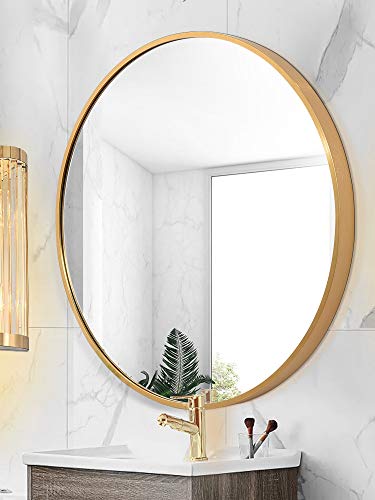 Gold Round Mirror Wall Mounted,23.6in Large Circle Mirrors for Wall