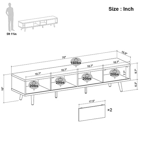 70 inch Mid Century Modern TV Stand for 75 inch TV