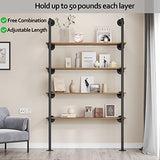 Industrial Iron Pipe Shelf Wall Mount, Farmhouse DIY Open Bookshelf