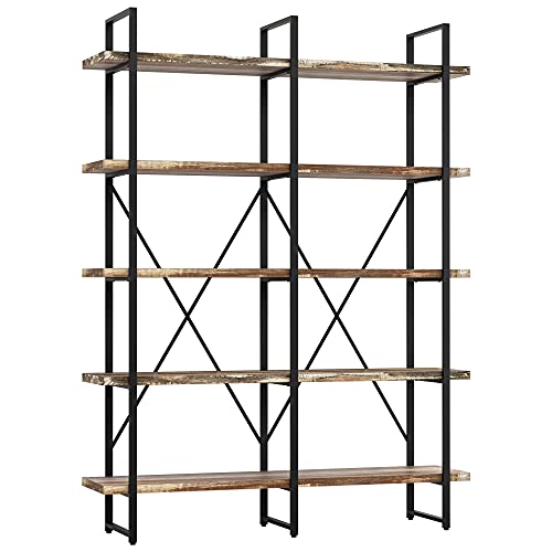 Double Wide 5-Tier Open Bookcase