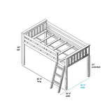 Low Loft Bed, Twin Bed Frame For Kids, White