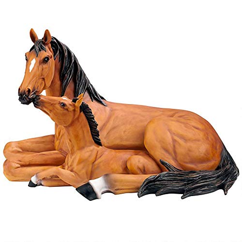 AL307690 Motherly Love Pony Foal and Mare Horse Statue, Full Color