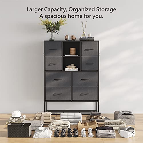 Dresser for Bedroom with Shoe Racks Shelf, Storage Organizer 8 Drawer Dresser