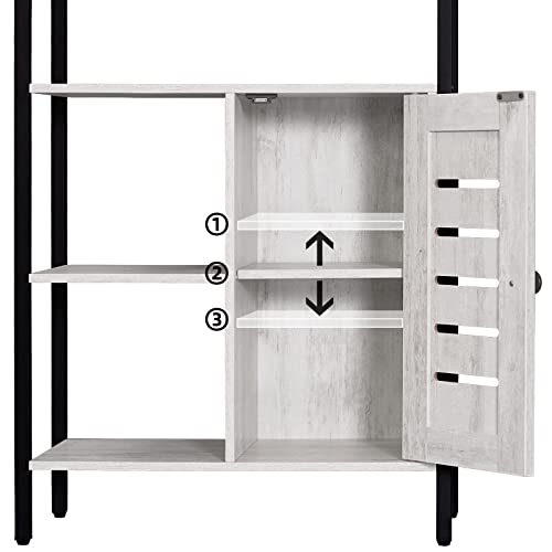 Bathroom Floor Cabinet, 4 Tier Industrial Wooden Freestanding Storage Cabinet with Adjustable Shelf