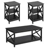 , X-Design Occasional Set with 1 Coffee Table and 2 Sofa Side End Tables, Black