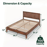 Vivek Deluxe Wood Platform Bed Frame with Headboard / Wooden Slat Support , Queen