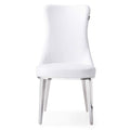 Modern Norma Dining Chair - White with Polished Stainless Steel Base