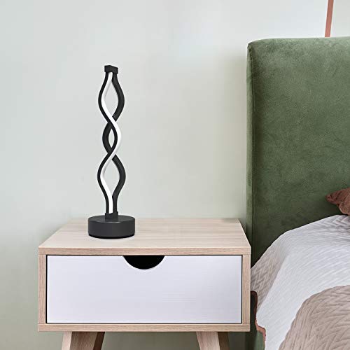 Infinity Spiral LED Table Lamp Black, Dimmable Metallic Beside Lamp