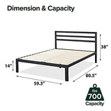 Mia Metal Platform Bed Frame with Headboard / Wood Slat Support