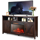 Electric  TV Stand, for TVs up to 65 Inches, with 25 Inch 1350W Reccessed Faux Fireplace