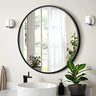 24 Inch Black Round Mirror, Wall Mounted Circle Mirror with Metal Frame