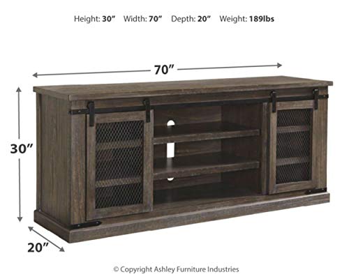 Danell Ridge Rustic TV Stand Fits TVs up to 68", 2 Sliding Barn Doors and 6 Storage Shelves