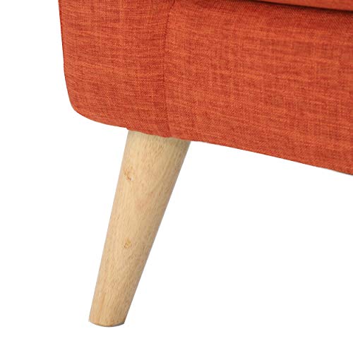 Bridie Mid-Century Modern Loveseat, Muted Orange Fabric