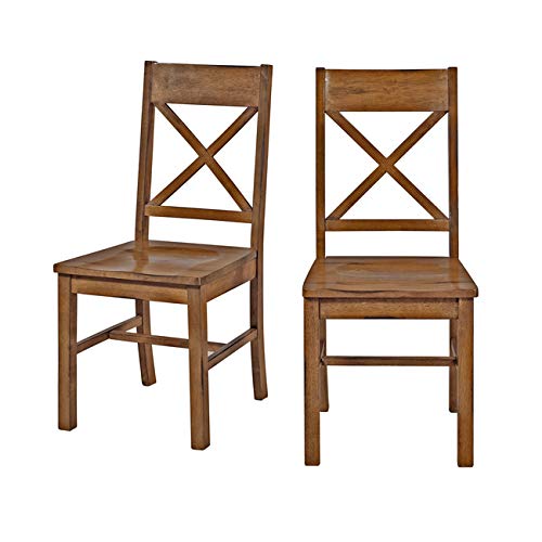 Modern Farmhouse Wood X-Back Armless Dining Chairs Kitchen, Set of 2, Brown